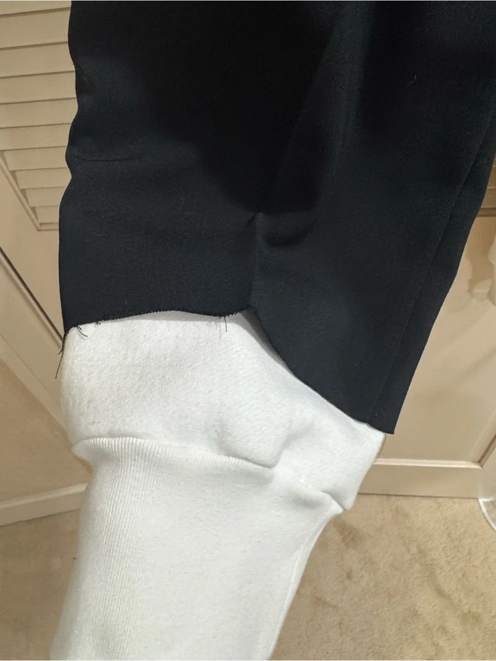 Undercover Black Wide-Leg Pants with White Cuffs